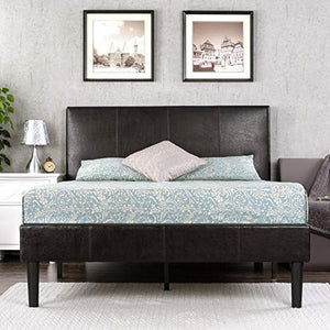 Deluxe Leatherette Upholstered Platform Bed with Wooden Slats - EK CHIC HOME