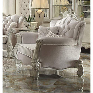 French Ivory Velvet High Back Living Room Furniture 2pc Sofa & Loveseat Traditional - EK CHIC HOME
