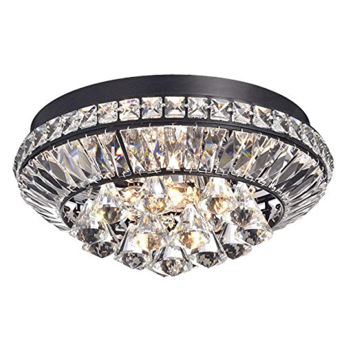 Jolie Antique Black 3-Light Crystal Flush Mount Chandelier - EK CHIC HOME