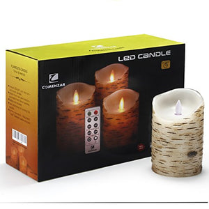 Flickering Candles, Candles Birch Set of 3 - EK CHIC HOME