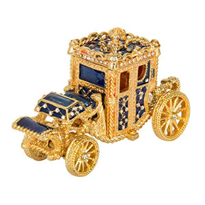 Vintage Hand Painted Royal Carriage Hinged Jewelry Trinket Box - EK CHIC HOME