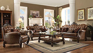 French Cherry Light Brown Living Room Furniture 3pc Sofa Loveseat Chair Traditional - EK CHIC HOME