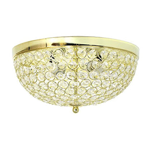 2 LightElipse Crystal Flush Mount Ceiling Light Gold - EK CHIC HOME