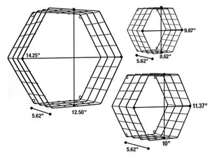 Sorbus Floating Hexagon Shelves - Wall-Mounted Geometric Metal Wall Décor (Metal Hexagon - Black) - EK CHIC HOME
