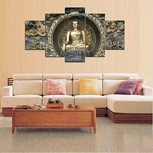 5 Panels Canvas Prints Golden Buddha - EK CHIC HOME