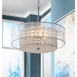Crystal Raindrop Chandelier Lighting Flush Mount LED Ceiling Light Fixture Pendant Lamp H6" W20" - EK CHIC HOME