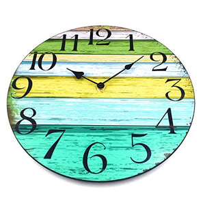 12" Vintage Rustic Country Tuscan Style Wooden Decorative Round Wall Clock - EK CHIC HOME