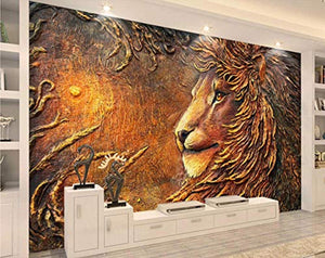 Wall Mural 3D Wallpaper Embossed Minimalist Golden Lion Living Room - 400cm×280cm - EK CHIC HOME