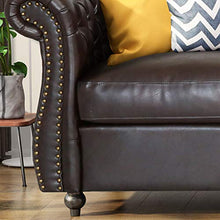 Load image into Gallery viewer, Chesterfield Tufted Bonded Leather Sofa with Scroll Arms - EK CHIC HOME