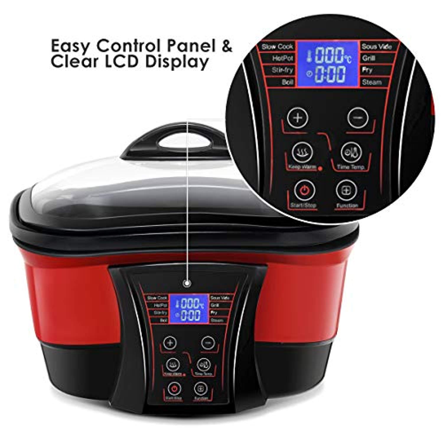 8 in 1 Multi Cooker Programmable Multiple Cooking Options w/ Non-stick