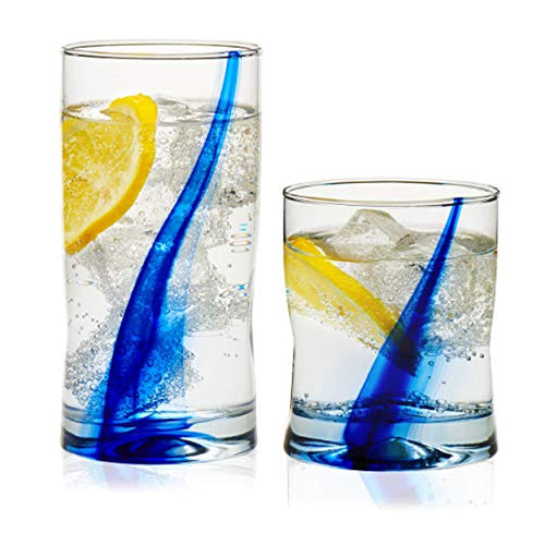 Blue Ribbon Impressions 16-Piece Tumbler and Rocks Glass Set - EK CHIC HOME
