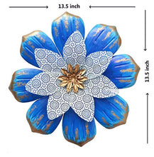 Load image into Gallery viewer, Blue Metal Flower Wall Decor - Wall Sculptures(13.5&quot; Blue) - EK CHIC HOME