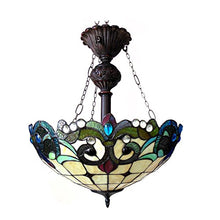 Load image into Gallery viewer, 18&quot; Shade Dulce Tiffany-Style 2 Light Victorian Inverted Ceiling Pendant - EK CHIC HOME