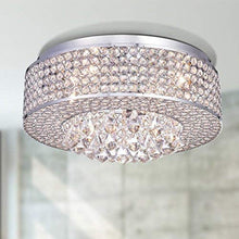 Load image into Gallery viewer, 4-Light Drum Crystal Shade Chrome Flush Mount Chandelier Ceiling Fixture - EK CHIC HOME