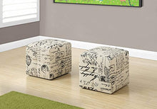 Load image into Gallery viewer, 2 Piece French Script Print Ottoman, Off-White/Black - EK CHIC HOME