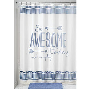 Awesome Fabric Shower Curtain, 72" x 72" - Blue/White - EK CHIC HOME