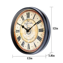 Load image into Gallery viewer, 12 inch Black Wall Clock European Style Retro Vintage Clock Non - Ticking - EK CHIC HOME