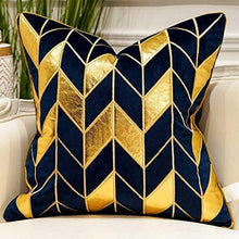 Load image into Gallery viewer, Navy Blue Gold Striped Cushion Cases Luxury European Throw Pillow Covers - EK CHIC HOME