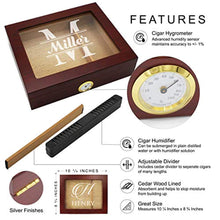 Load image into Gallery viewer, Custom Personalized Premium Cigar Humidor Box with Hygrometer, Humidifier and Glass Top - Engraved Wood Cigar Box Gift Set (Rosewood) - EK CHIC HOME