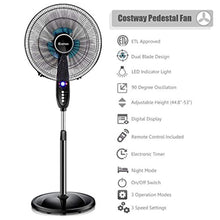 Load image into Gallery viewer, Oscillating Pedestal Fan w/Timer, LCD Display, Double Blades, Remote Control - EK CHIC HOME