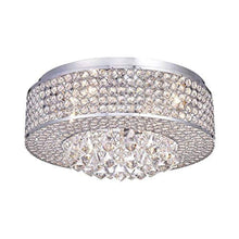 Load image into Gallery viewer, 4-Light Drum Crystal Shade Chrome Flush Mount Chandelier Ceiling Fixture - EK CHIC HOME
