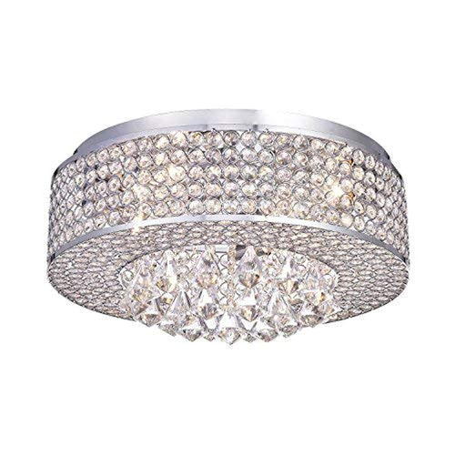 4-Light Drum Crystal Shade Chrome Flush Mount Chandelier Ceiling Fixture - EK CHIC HOME