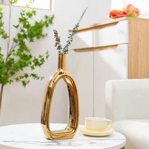 Ceramic Vase Golden Set of 2 Modern Home Decoration Porcelain Vase - EK CHIC HOME