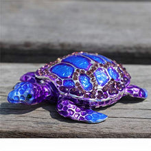 Load image into Gallery viewer, Purple Sea Turtle Figurine Collectible Hinged Trinket Box Bejeweled Hand-Painted Ring Holder - EK CHIC HOME