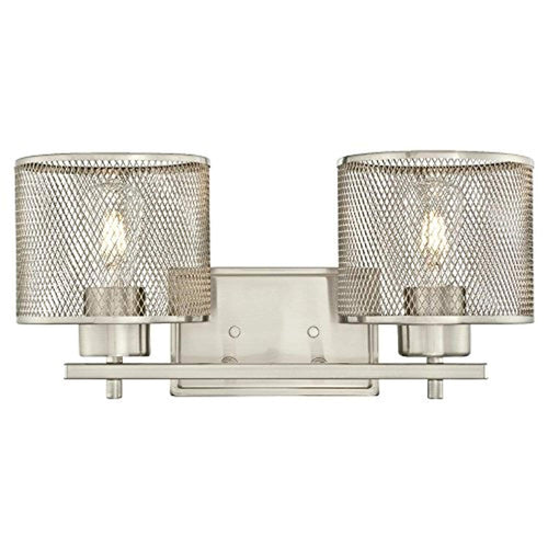 Two-Light Indoor Wall Fixture, Brushed Nickel Finish with Mesh Shades - EK CHIC HOME