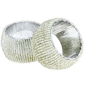 Handmade Indian Silver Beaded Napkin Rings - Set of 6 Rings - EK CHIC HOME