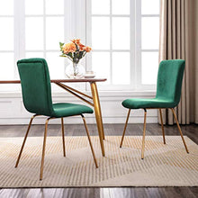 Load image into Gallery viewer, Set of 2, Mid Century Velvet  Upholstered Dining Side Chairs with Gold Metal Legs - EK CHIC HOME