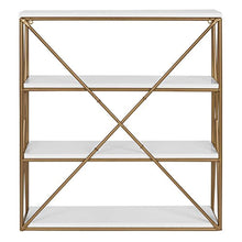 Load image into Gallery viewer, 4-Layer Modern Luxe Wooden Wall Shelves with Matte Gold Metal Frame and High-Shine - EK CHIC HOME