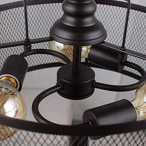 16" Semi Flush Mount Drum Ceiling Light Fixture Oil Rubbed Bronze - EK CHIC HOME