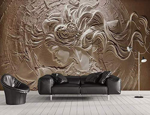 3D Embossed Cement Female Wallpaper Sculpture Art Wall Murals for Living Room Luxury Home Decor Bedroom - EK CHIC HOME