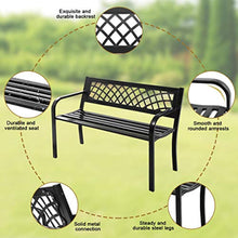 Load image into Gallery viewer, 50&quot; Patio Garden Bench Loveseats Park Yard Furniture Decor Cast Iron Frame Black - EK CHIC HOME