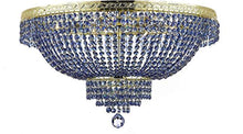 Load image into Gallery viewer, French Empire Semi Flush Crystal Chandelier Lighting - Dressed with Sapphire Blue Color Crystals! - EK CHIC HOME