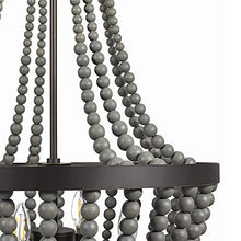 Load image into Gallery viewer, Grey 4-Light Wood Chandelier, 45.5&quot; H, With Bulbs - EK CHIC HOME