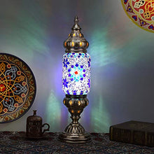 Load image into Gallery viewer, Blue Flower Moroccan Table lamp Lantern - EK CHIC HOME