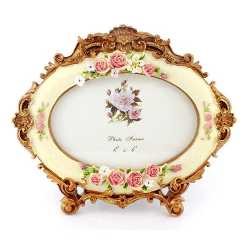 4x6 Inches Victorian Floral Decorated Oval Photo Frame for Home Decor - EK CHIC HOME