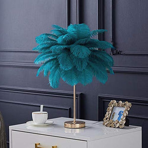 Modern Bedside  Table Lamp - Feather Shade - EK CHIC HOME