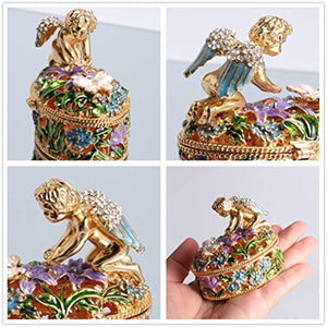 Angel Flower Box Hand-Painted Trinket Box  Figurine Collectible Ring Holder with Gift Box - EK CHIC HOME
