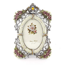 Load image into Gallery viewer, 4x6 Inches Victorian Floral Decorated Oval Polyresin Picture Frame - EK CHIC HOME