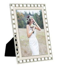 Load image into Gallery viewer, Elegance Metal Picture Frame Silver with White Cream Enamel and Crystals 5 x 7 Inch - EK CHIC HOME