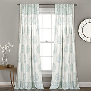 Teardrop Leaf Room Darkening Window Curtain Panel Pair, 84" x 52" - EK CHIC HOME