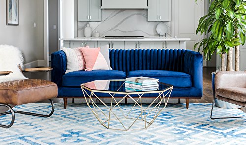 Luxury Midcentury Modern Sofa Blue - EK CHIC HOME