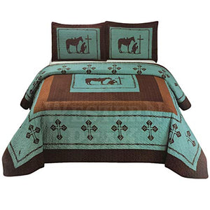 Western Peak 3 Pc Luxury Western Texas Cross Praying Cowboy - EK CHIC HOME