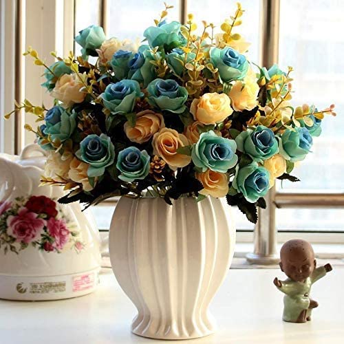 Artificial Rose Bouquets with Ceramics Vase - EK CHIC HOME