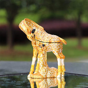 Hand Painted Enameled Giraffe Mother and Child Decorative Trinket Box - EK CHIC HOME