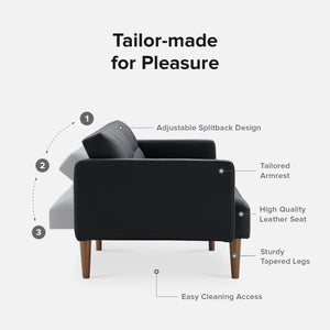 Futon Convertible Sofa Sleeper with Arms Split Back Design 77.5" - EK CHIC HOME
