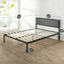 Load image into Gallery viewer, 14 Inch Platform Metal Bed Frame with Upholstered Headboard / Mattress Foundation / Wood Slat Support - EK CHIC HOME